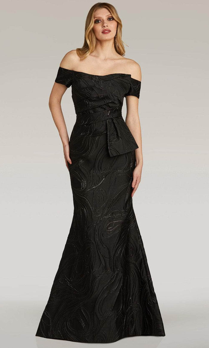 Gia Franco 12255 - Embossed Mermaid Evening Dress Evening Dresses 2 / Black