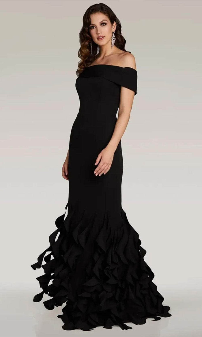 Gia Franco 12365 - Ruffled Mermaid Evening Dress Evening Dresses 2 / Black