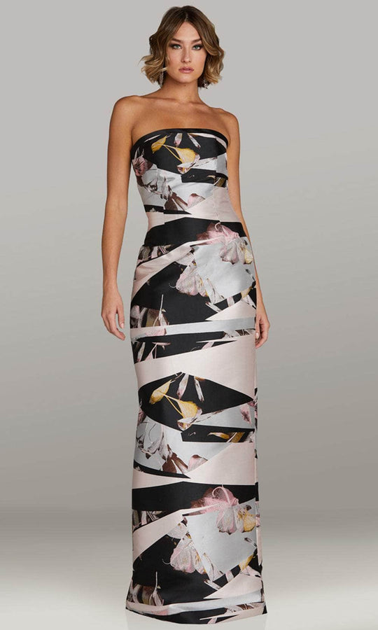 Gia Franco 12442 - Strapless Abstract Print Evening Dress