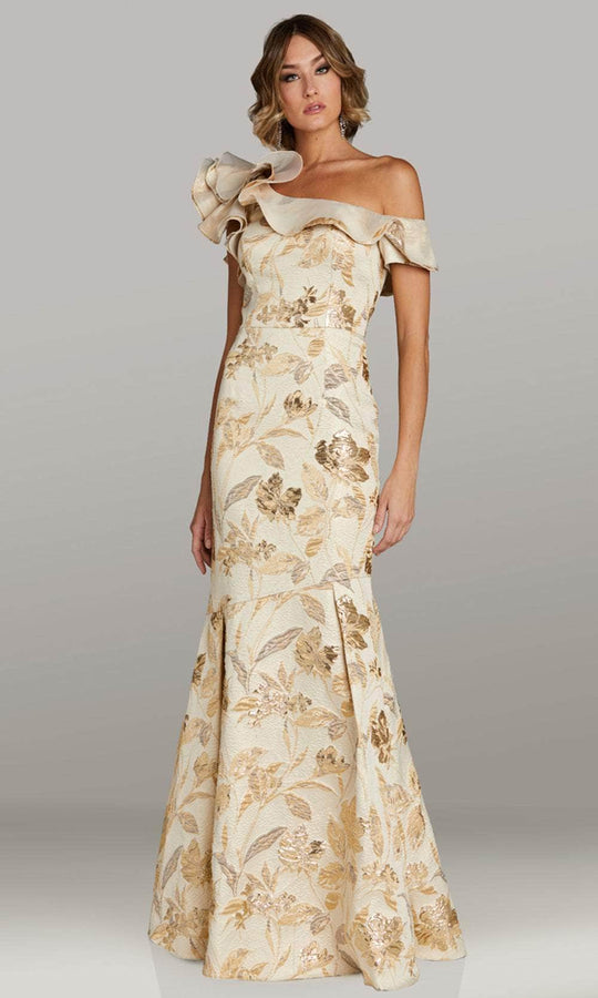 Gia Franco 12447 - Ruffled Neckline Mermaid Evening Gown