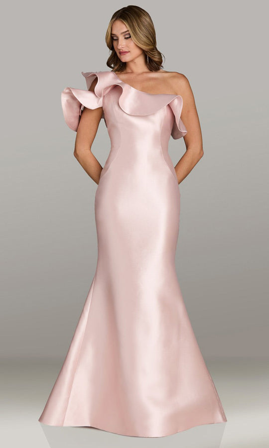 Gia Franco 12504 - Ruffle Trim One Shoulder Evening Gown