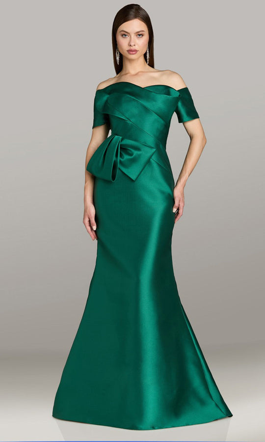 Gia Franco 12593 - Short Sleeve Bow Accent Evening Dress