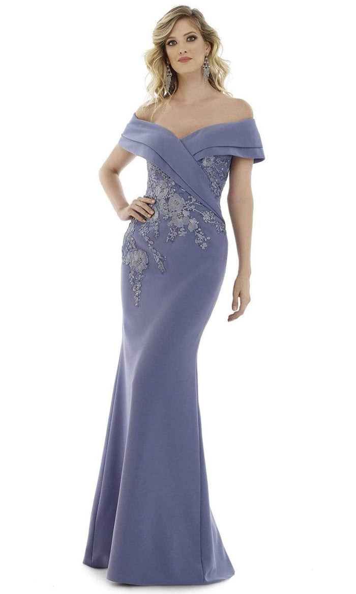 Gia Franco 12979 - Floral Appliqued Evening Dress Evening Dresses 6 / Venice Blue