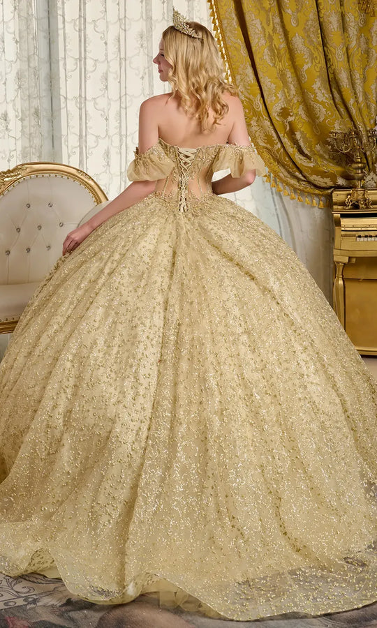 Elizabeth K GL3632 - Puff Sleeve Off Shoulder Ballgown