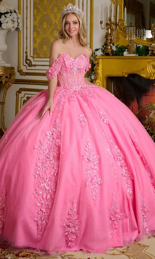 Elizabeth K GL3635 - Floral Off-Shoulder Quinceanera Gown