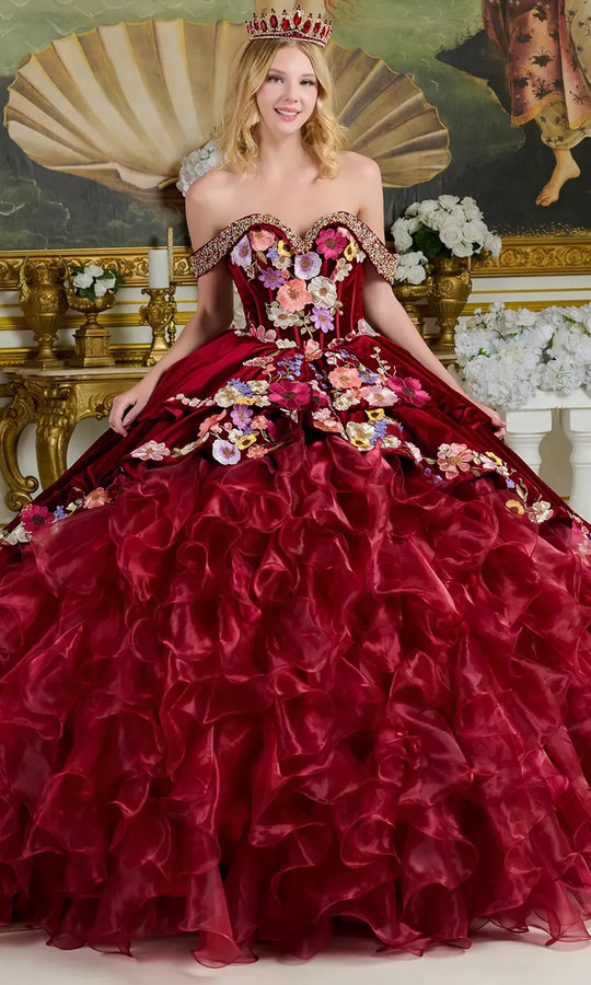 Elizabeth K GL3638 - Sweetheart Floral Embroidered Quinceanera Gown