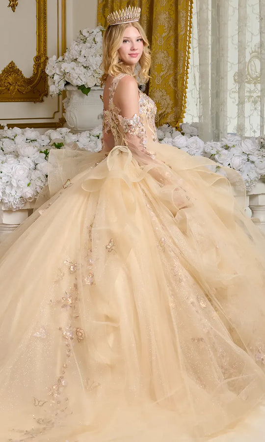 Elizabeth K GL3648 - Butterfly Embroidered Quinceanera Gown