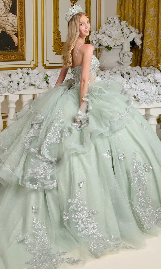 Elizabeth K GL3649 - Beaded Embroidered Illusion Corset Gown
