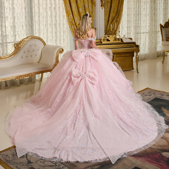 Elizabeth K GL3651 - Off Shoulder Butterfly Applique Ballgown