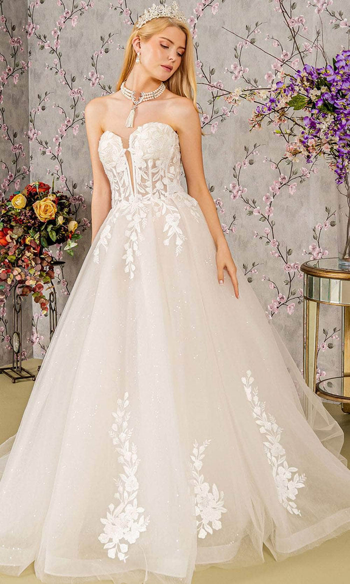GLS by Gloria Bridal GL3349 - Strapless Embroidered Ballgown Ball Gowns XS / Ivory