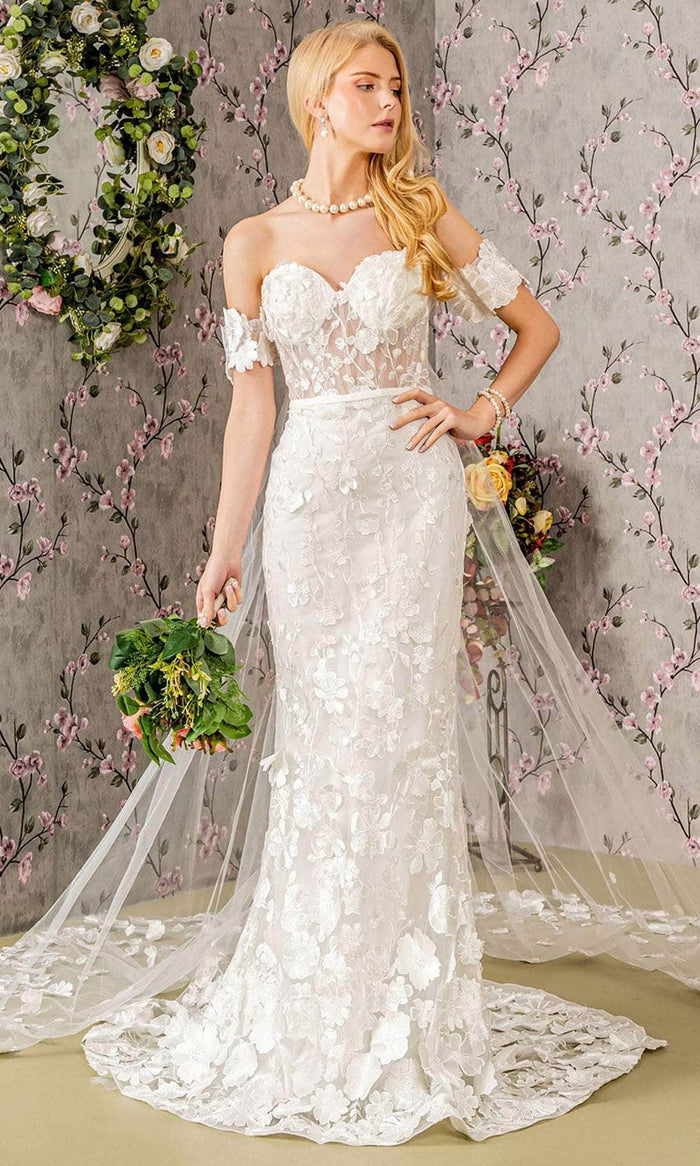 GLS by Gloria Bridal GL3424 - Off-Shoulder Sheath Wedding Dress Bridal Dresses XS / Ivory