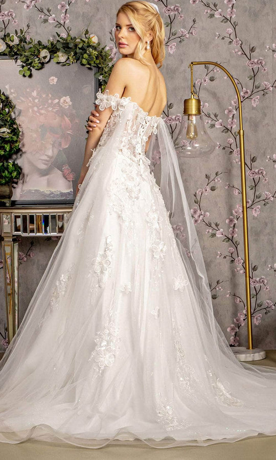 GLS by Gloria Bridal GL3448 - Off-Shoulder Side Capes Wedding Dress