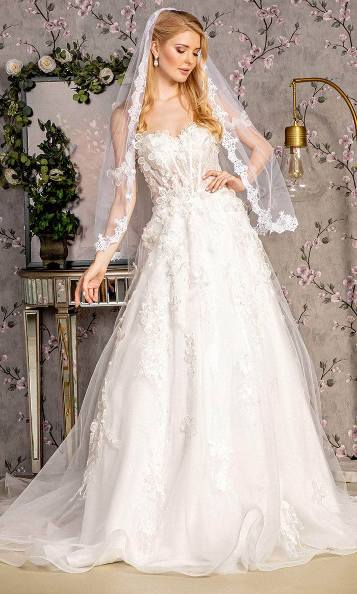 GLS by Gloria Bridal GL3448 - Off-Shoulder Side Capes Wedding Dress Bridal Dresses XS / Ivory