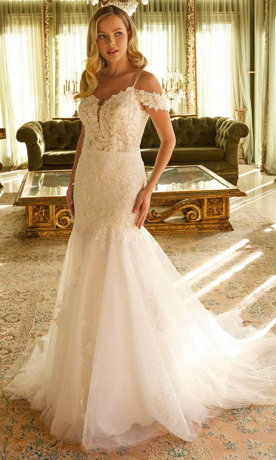 GLS by Gloria Bridal GL3537 - Embroidered Cold Shoulder Bridal Gown