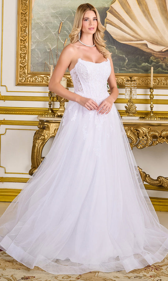 GLS by Gloria Bridal GL3714 - Scoop Neck Embroidered Applique Gown