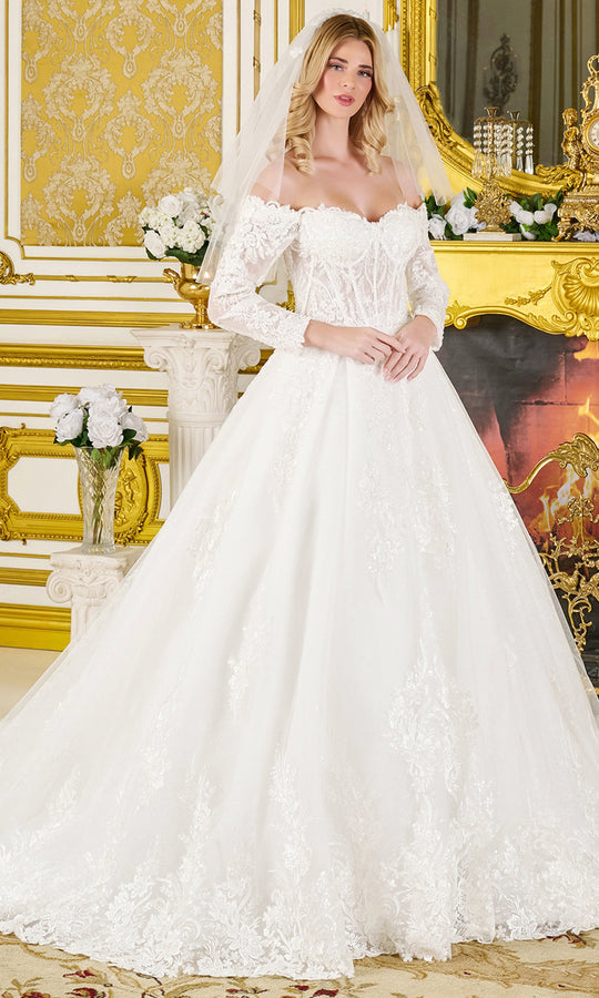 GLS by Gloria Bridal GL3824 - Off Shoulder Long Sleeve Ballgown