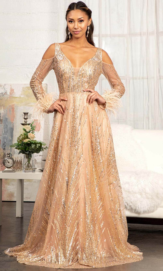 GLS by Gloria GL3041 - Cut Out Long Sleeve Long Dress