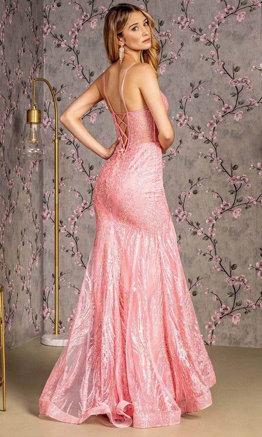 GLS by Gloria GL3201 - Plunging V-Neck Sequins Evening Dress