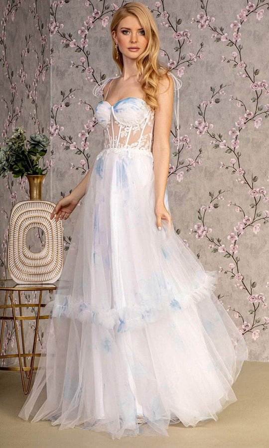 GLS by Gloria GL3208 - Sleeveless Corset Bodice Prom Gown