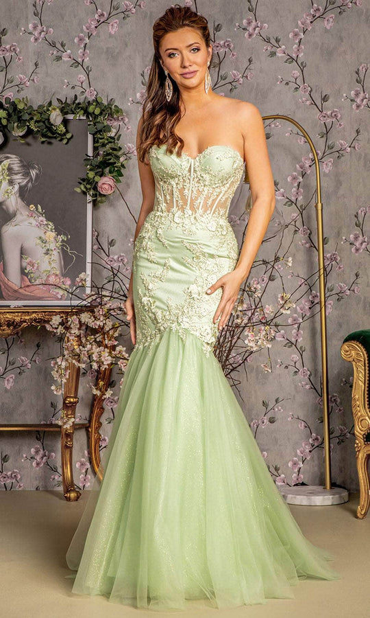 GLS by Gloria GL3211 - Embroidered Strapless Prom Gown