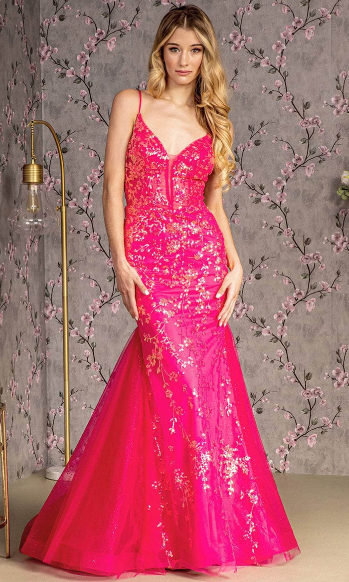 GLS by Gloria GL3220 - Embellished Trumpet Evening Dress Special Occasion Dress XS / Fuchsia