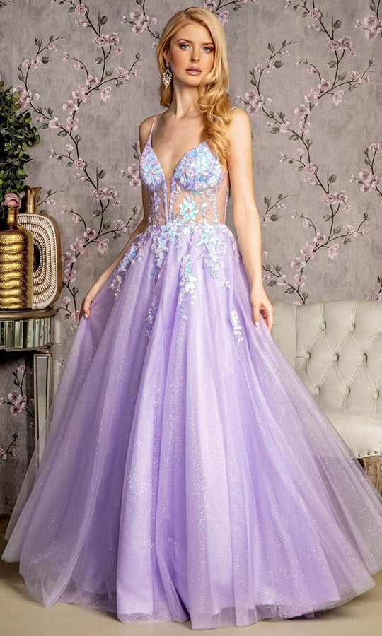 GLS by Gloria GL3226 - Sheer Corset Sequin Embellished Prom Gown