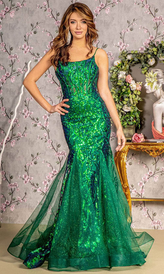 GLS by Gloria GL3230 - Sequin Scoop Neck Prom Gown