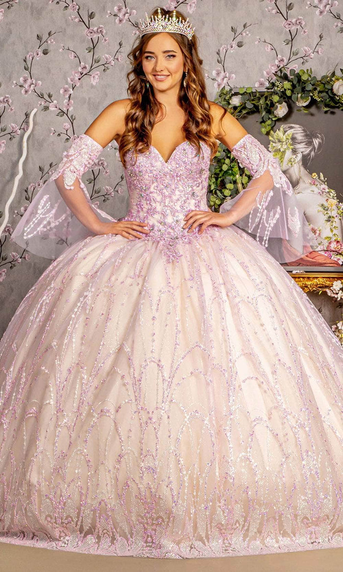 GLS by Gloria GL3234 - Sweetheart Neck Embellished Ballgown Ball Gowns XS / Lilac/Champagne