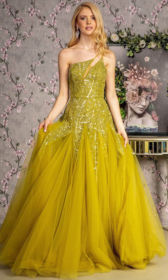 GLS by Gloria GL3281 - Asymmetrical Sequin Embellished Prom Gown