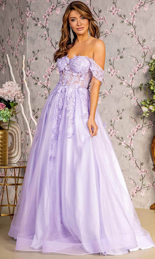 GLS by Gloria GL3296 - Butterfly Off-Shoulder Evening Dress