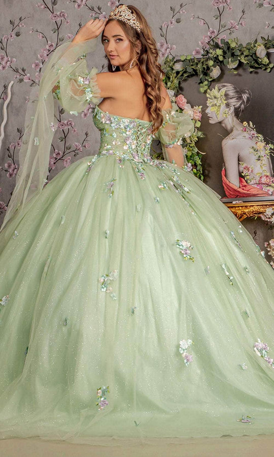 GLS by Gloria GL3300 - Ruched Bodice 3D Floral Embellished Ballgown