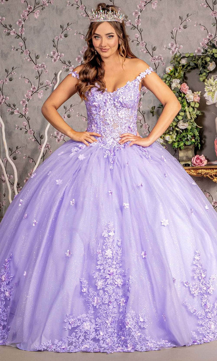 GLS by Gloria GL3302 - Embroidered Off-Shoulder Ballgown Ball Gowns XS / Lilac