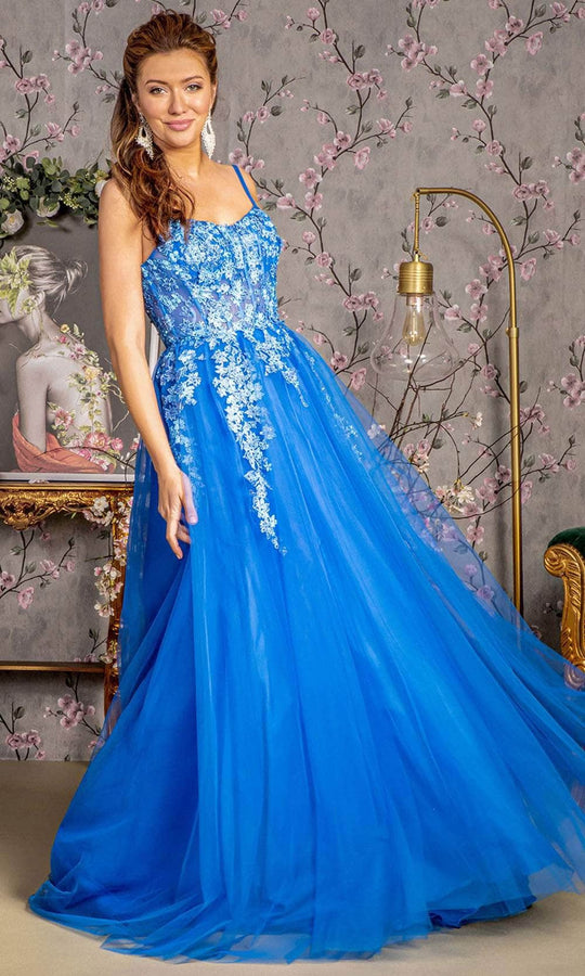 GLS by Gloria GL3309 - Lace Applique Corset Prom Gown