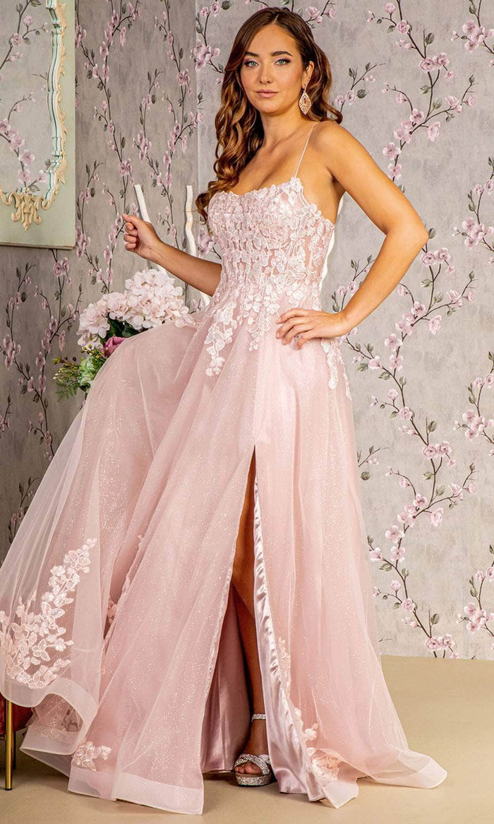 GLS by Gloria GL3328 - Embroidered Scoop Neck Prom Gown Prom Dresses XS / Blush
