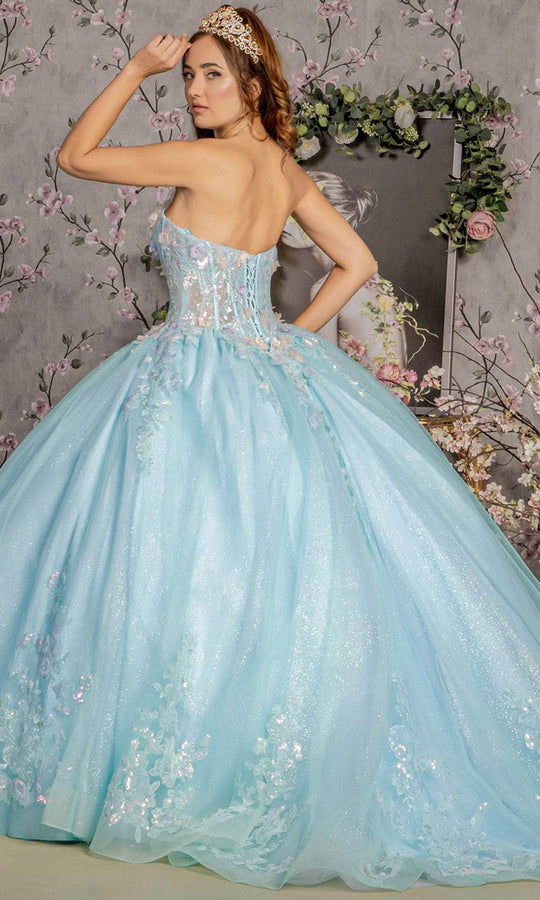 GLS by Gloria GL3332 - Strapless 3D Floral Embellished Ballgown