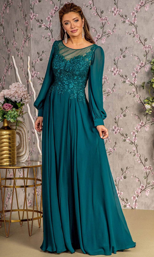 GLS by Gloria GL3363 - Beaded Illusion Bateau Formal Dress
