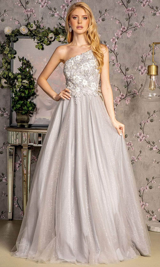 GLS by Gloria GL3384 - Embroidered One-Sleeve Prom Gown