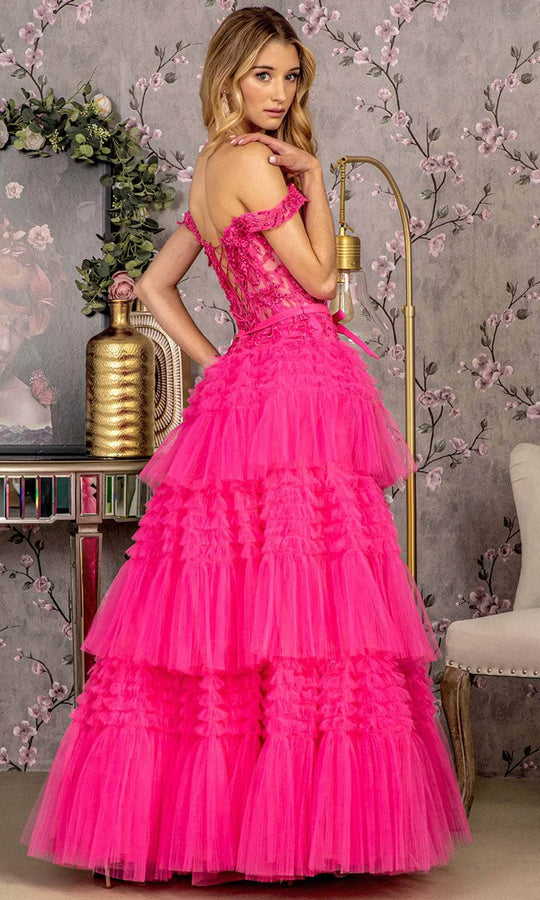 GLS by Gloria GL3391 - Off-Shoulder Tiered Evening Dress