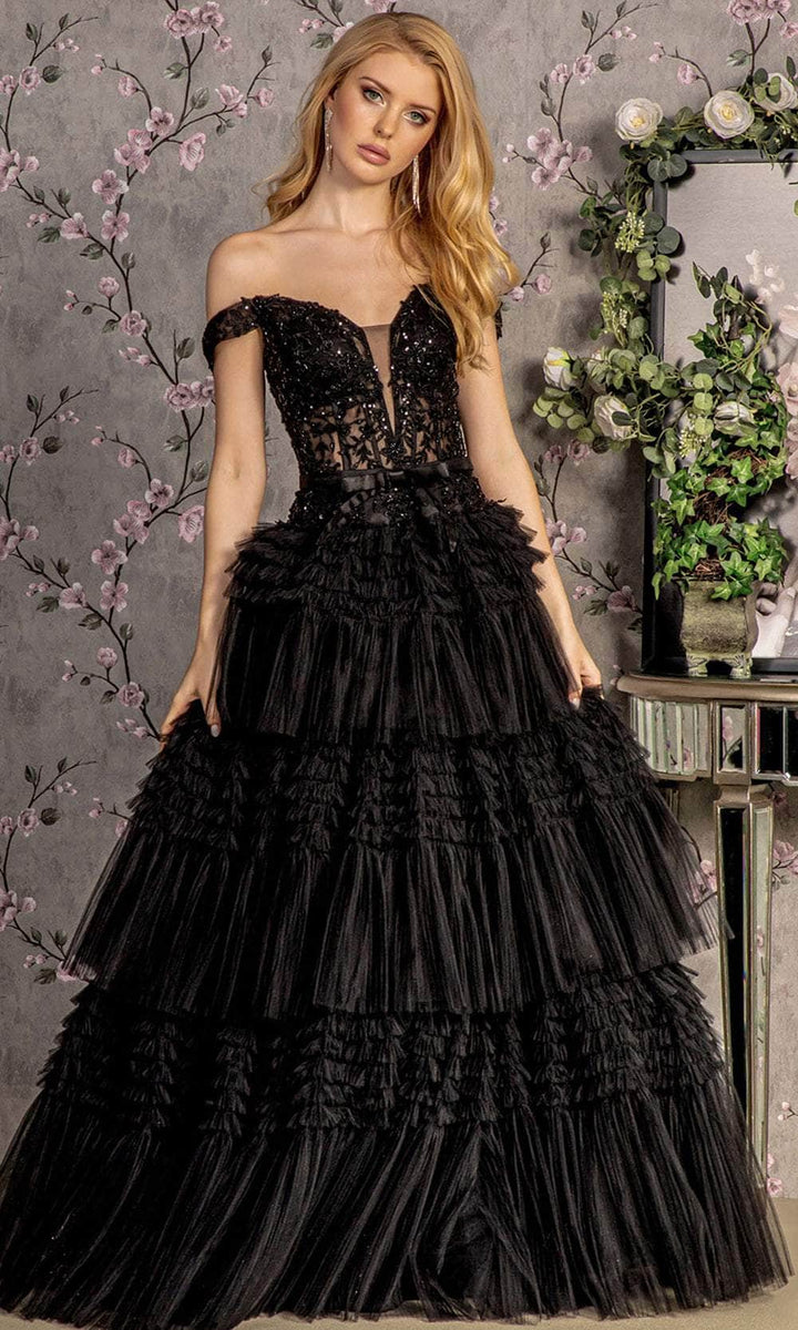 Delia - Gradient Off-Shoulder Evening Dress