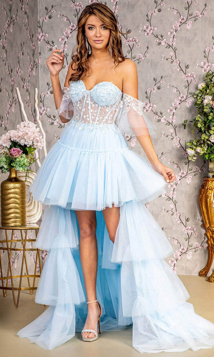 GLS by Gloria GL3396 - Off-Shoulder A-Line Evening Dress Special Occasion Dress XS / Baby Blue