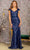 GLS by Gloria GL3414 - Sequin Embellished V-Neck Evening Dress Special Occasion Dress S / Navy