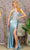 GLS by Gloria GL3439 - Draped Illusion Evening Dress Special Occasion Dress XS / Smoky Blue