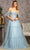 GLS by Gloria GL3453 - Off-Shoulder Corset Evening Dress Evening Dresses XS / Smoky Blue