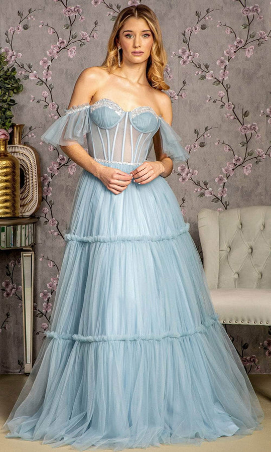 GLS by Gloria GL3453 - Off-Shoulder Corset Evening Dress