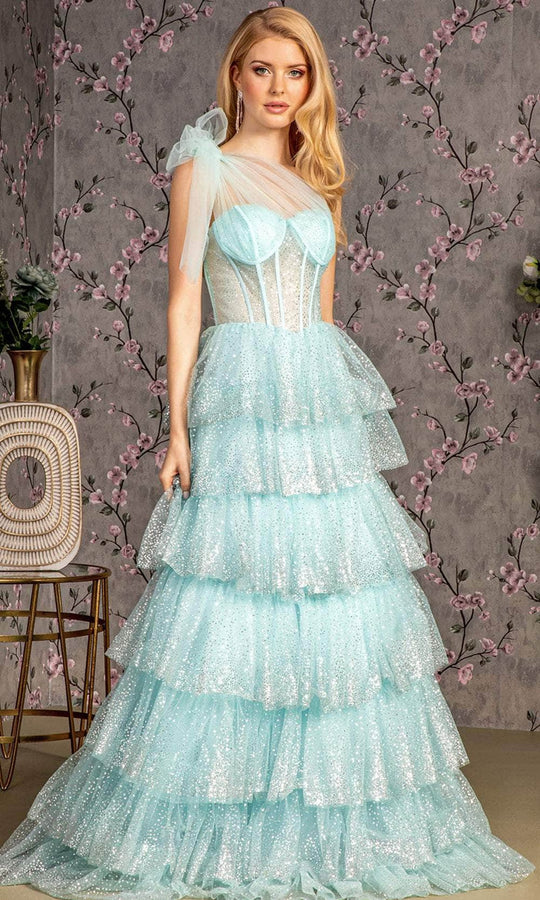 GLS by Gloria GL3454 - Illusion Asymmetrical A-Line Evening Dress