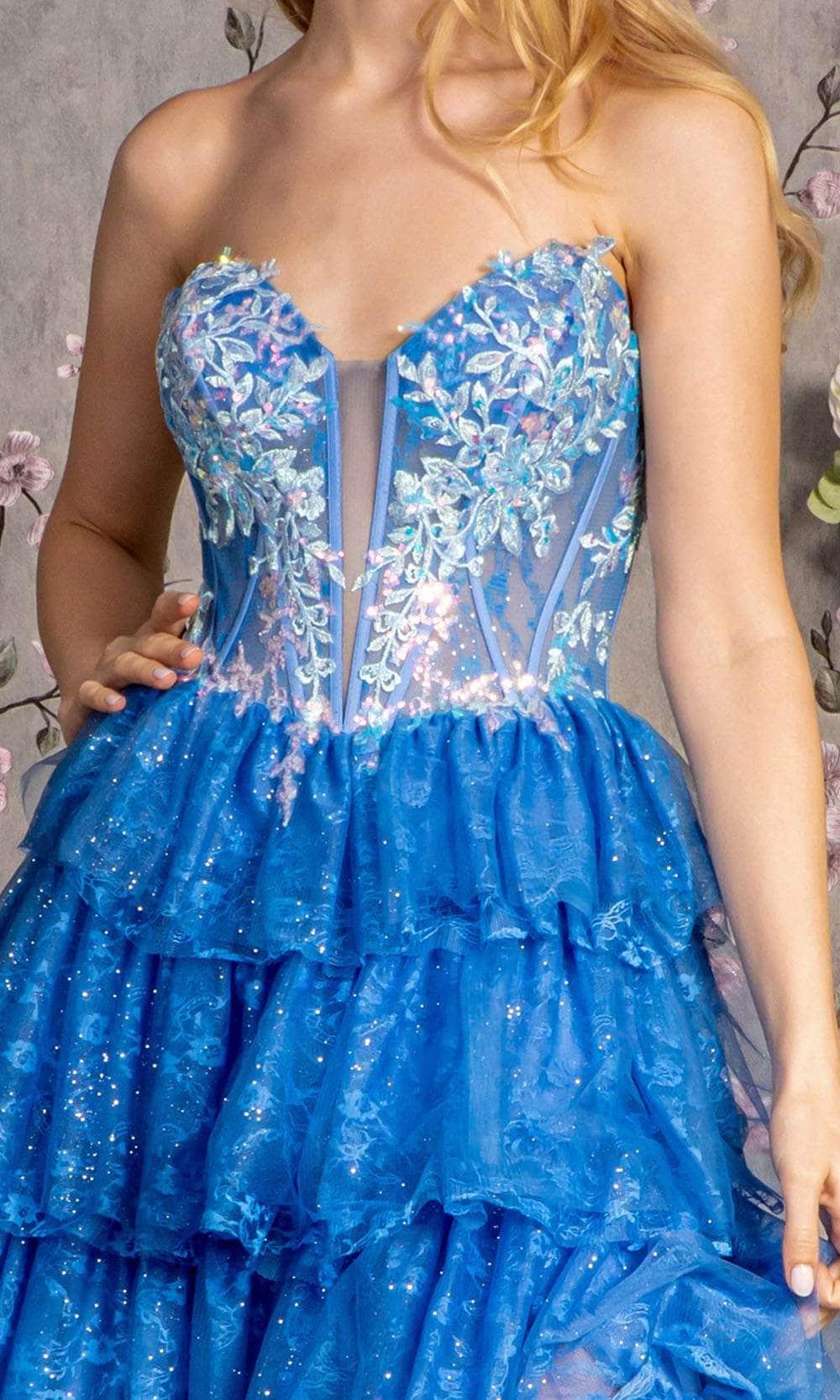 Embellished Strap Corset V-Neckline Quinceanera Dress by GLS by Gloria - GL3548