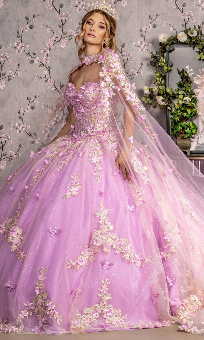 GLS by Gloria GL3467 - Floral Applique Strapless Ballgown Ball Gowns XS / Lilac
