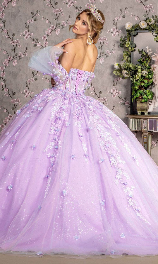 GLS by Gloria GL3470 - Strapless Floral Applique Ballgown