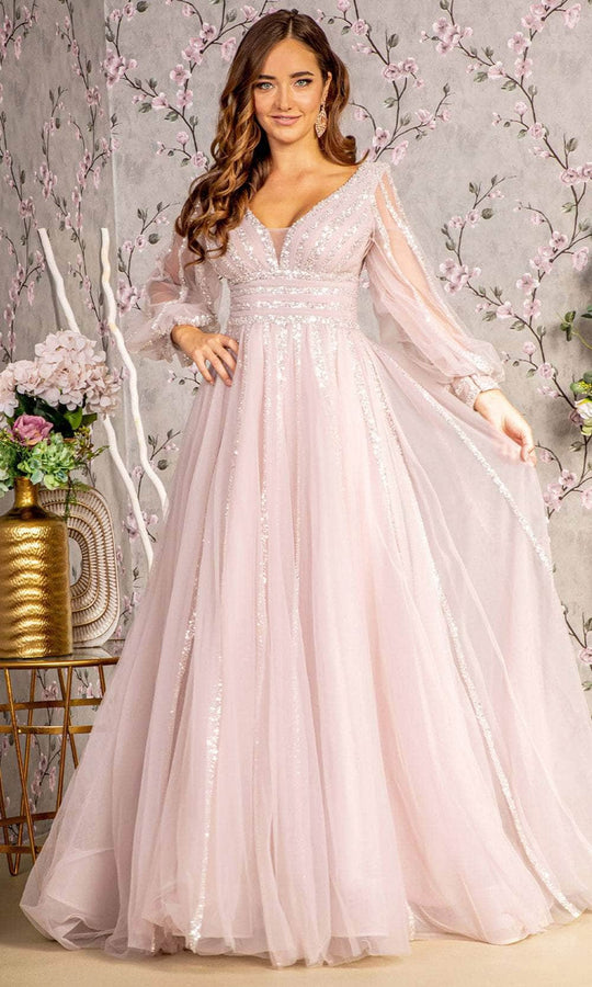 GLS by Gloria GL3495 - V-Neck Empire Evening Dress