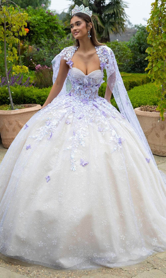 GLS by Gloria GL3501 - Cape Sleeve Applique Ballgown